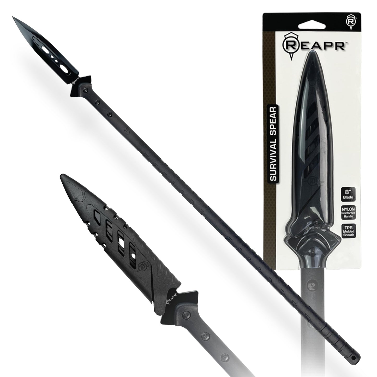 Reapr SURVIVAL SPEAR with Sheath, Fixed Blade Throwing Tool for Camping, Hunting, Outdoor Recreation, Fathers Day Gift for Dad