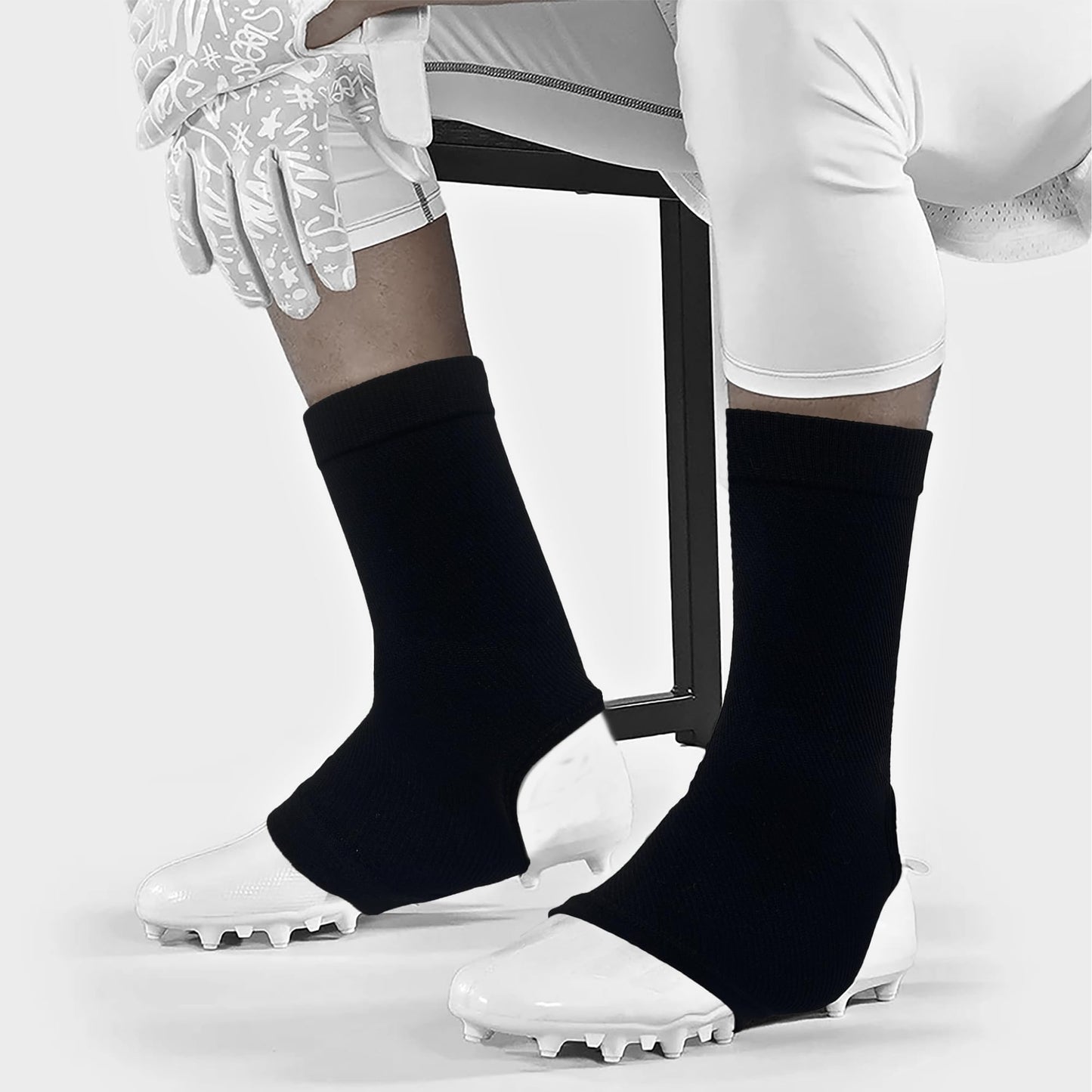 Pure Athlete Football Spats - Cleat Covers and Lace Band Sleeves for Turf Sports, Soccer, Cycling, Lacrosse, Drip Made for WR and Youth Players, Keeps Your Laces Tied (White, M)