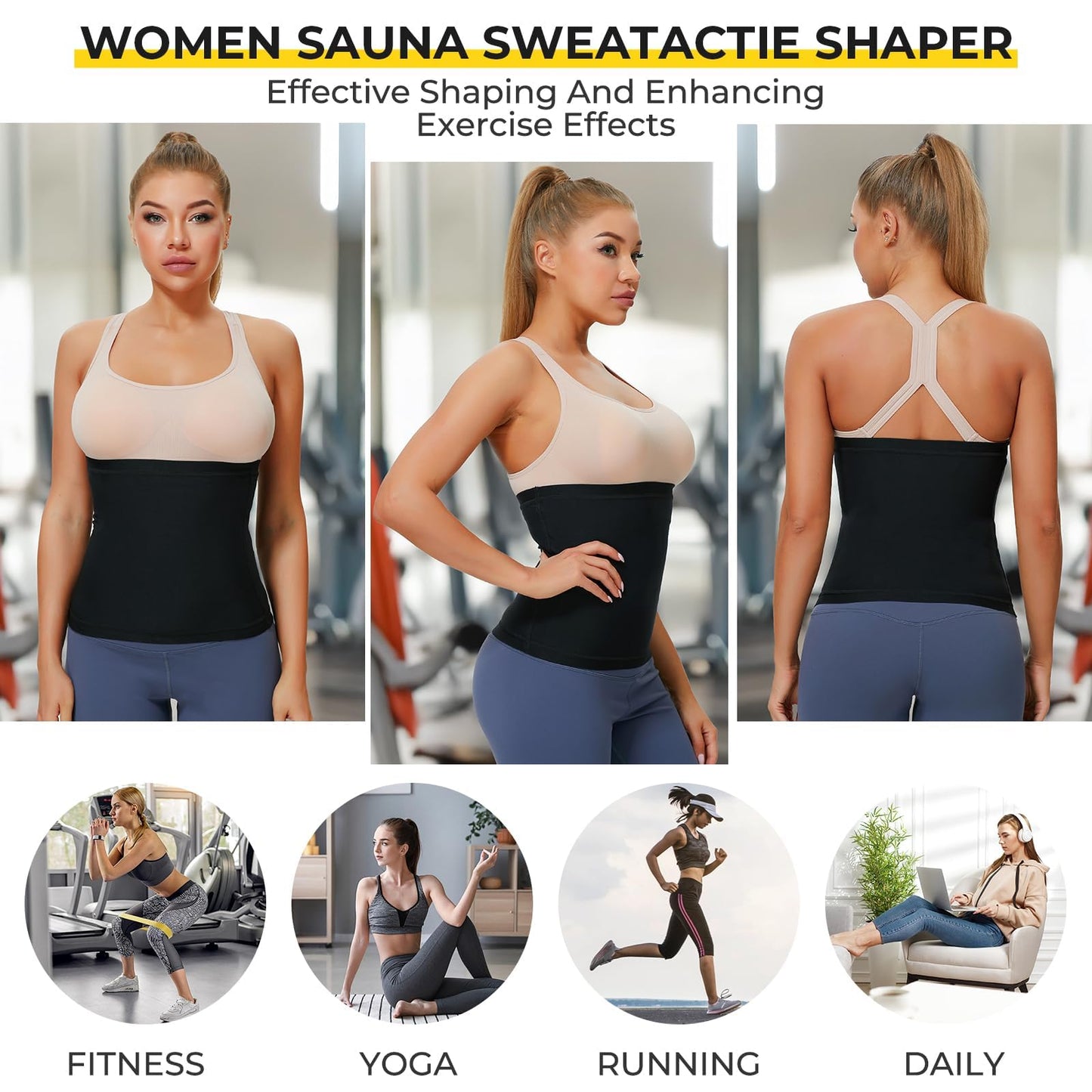 Dulchany Sauna Suit Waist Trimmer for Women Waist Trainer Sweat Band for Stomach Belly Thermo Slimming Belt Workout Silvery