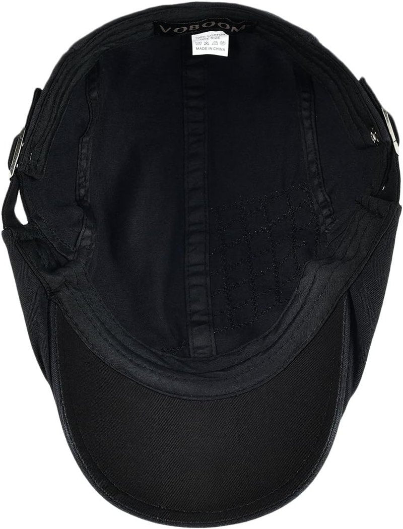 Men's Cotton Adjustable Newsboy Beret Cap - Stylish Ivy Cabbie Flat Hat for All Seasons