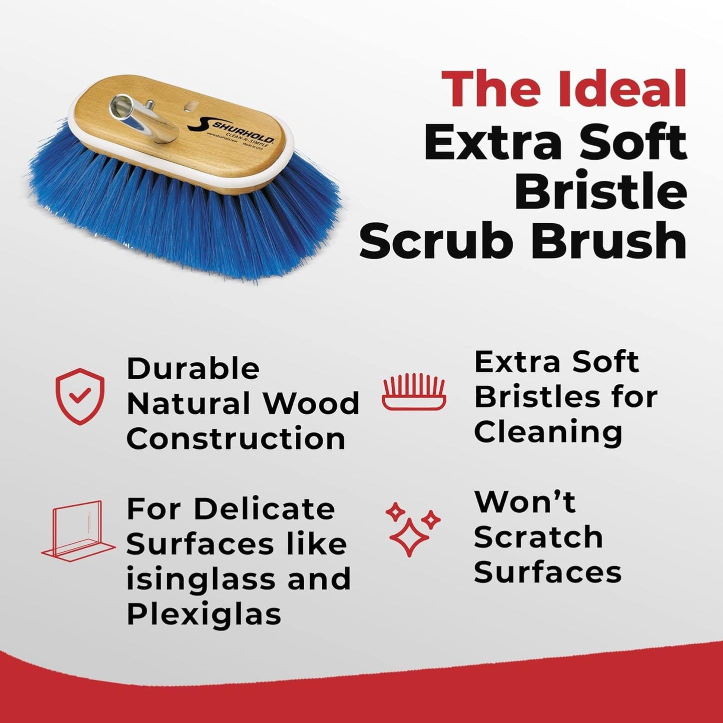 Shurhold 6" Nylon Extra Soft Bristles Deck Brush