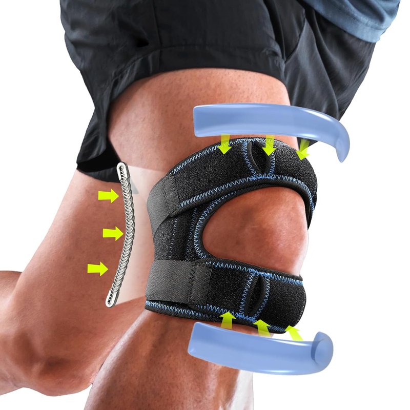Patellar Tendon Support Strap - Knee Brace with Side Stabilizers & Gel Pads for Pain Relief | Large