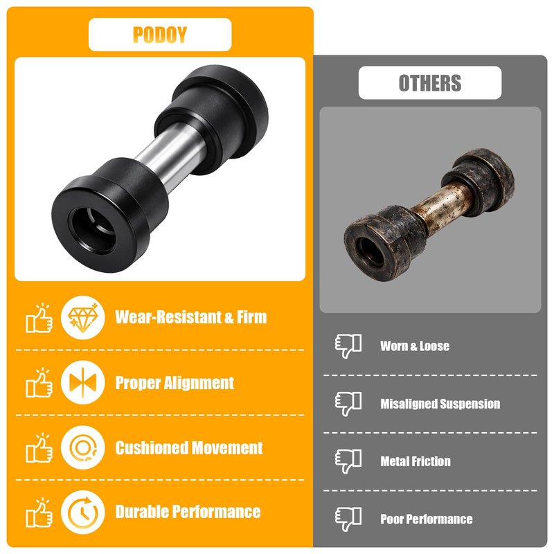 Podoy Golf Cart Leaf Spring Bushings Compatible with EZGO TXT Medalist 1994-Up, Club Car DS 1981-Up, Replace 70289-G02, 70291-G01, 1012303, 1015583 (12pcs Bushings, 6pcs Sleeves)
