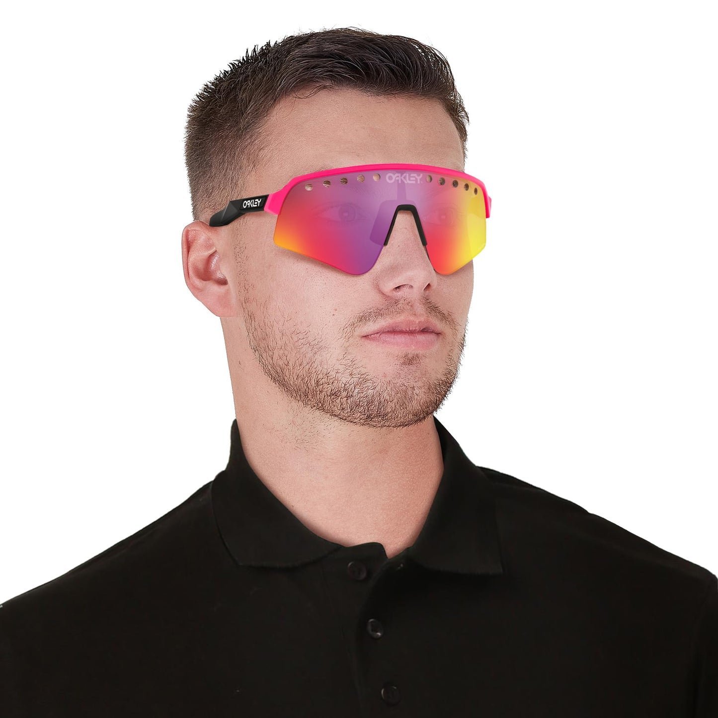 Oakley Men's Oo9465 Sutro Lite Sweep Rectangular Sunglasses, Pink/Prizm Road, 39 mm