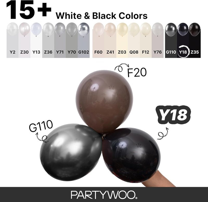 Black Balloons Arch Kit - 155 Pcs in 5 Sizes for Baby Showers, Birthdays & Anniversaries | Elegant Black Decor