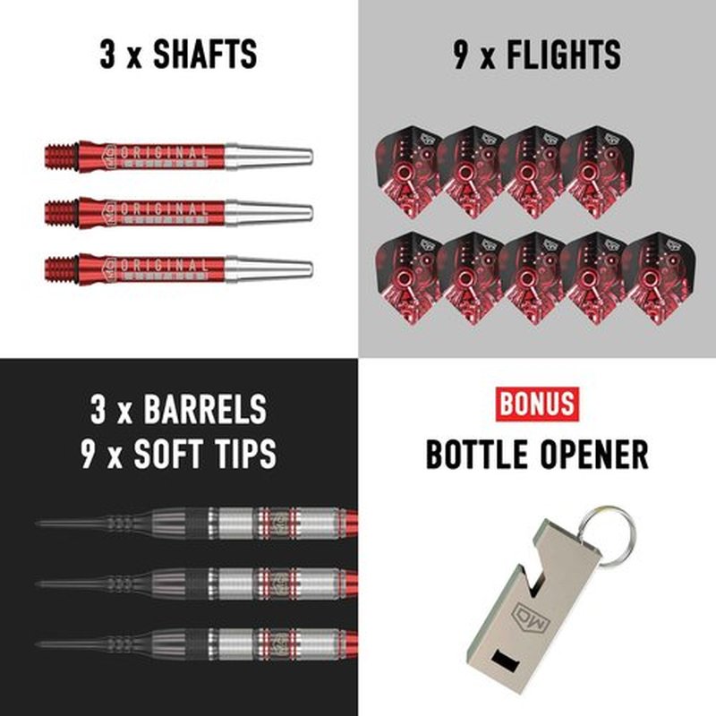 DW Piranha Razor 90% Tungsten Soft Tip Darts, Precision Balanced, Accurate and Durable - Perfect for Professional and Recreational Players (02, 20G)