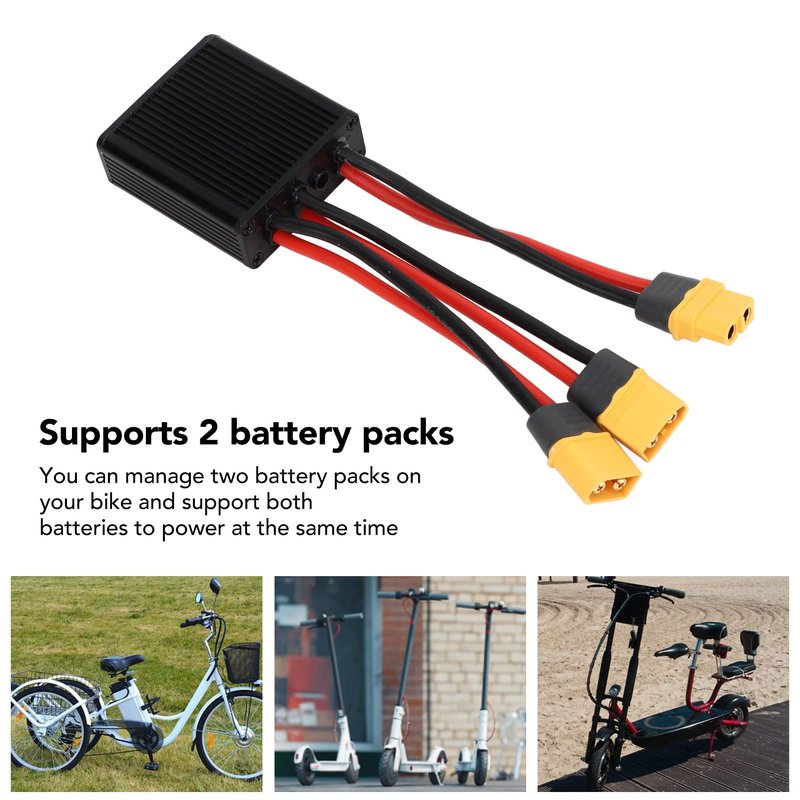 Dual Battery Adapter for E-Bike Dual Battery Parallel Module Converter 20V 72V Battery Discharge System Dual Battery Pack Balancer Dual Battery Connector Convertidores