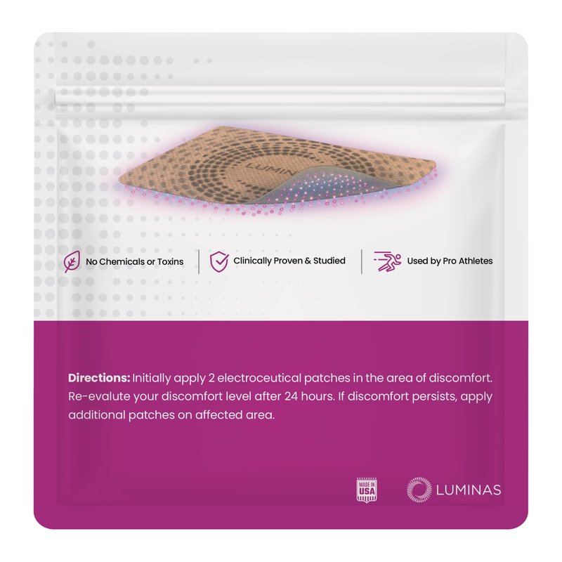LUMINAS Relief Patch - Water-Resistant Adhesive, Electroceutical Relief - Versatile Daily Comfort, Long Lasting - Neck, Joints, Back, Knee, Shins, Bumps - 20 Pack (Large Tan Patches)