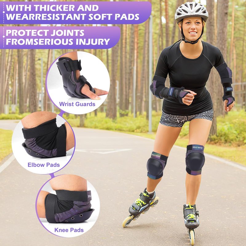 XINDAER Skating Protective Gear Adult, Knee Pads for Women/Men /Youth, Skate Pads Adult Knee and Elbow Pads with Wrist Guards for Roller Skating, Skateboard, Skateboarding and Scooter