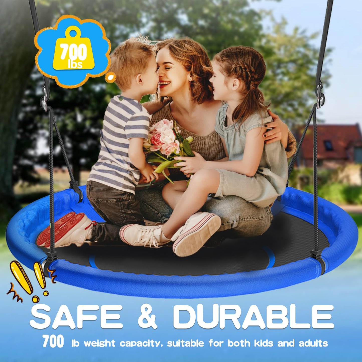48 inch Saucer Tree Swing for Kids Adult, Larger Flying Swing for Whole Family 600lbs Weight Capacity with Adjustable Hanging Straps