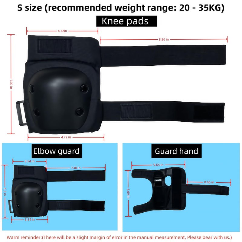 SHENMOREN Kids/Adult/Youth Knee Pads Elbow Pads Wrist Guards for Kids,Knee Pads for Women 6 in 1 Protective Gear Set for Skateboarding Biking Roller Skating Cycling Outdoor Black (Medium)