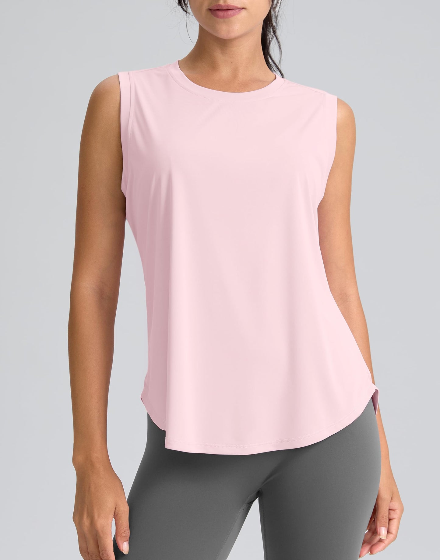 SANTINY Women's Sleeveless Workout Tops Breathable Lightweight Active Tennis Yoga Shirts Athletic Running Tank Tops for Women (Pink_S)