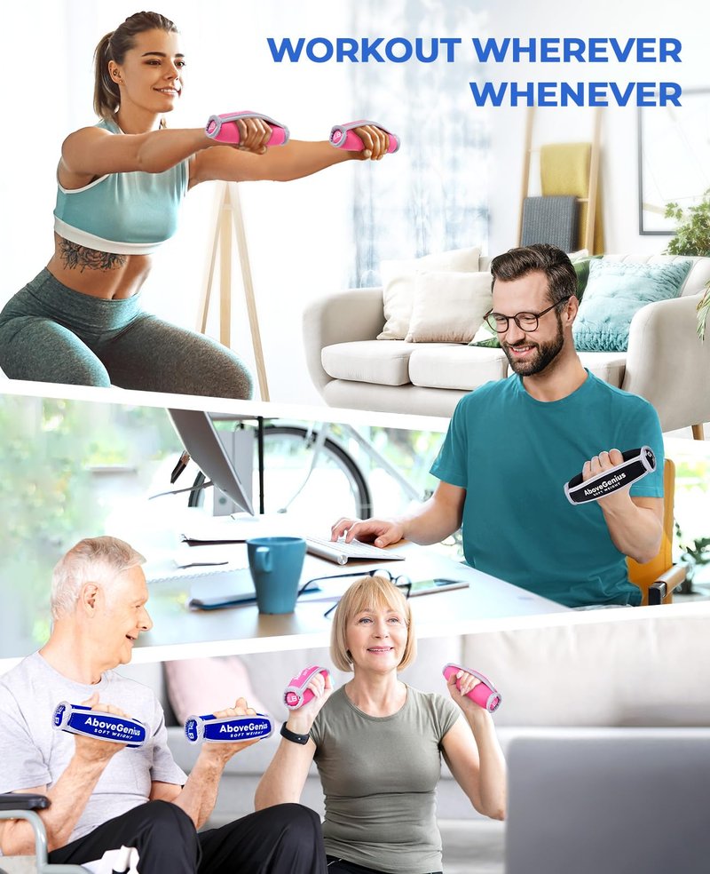 AboveGenius Hand Weights for Women Men, Soft Dumbbells Set of 6(1lb 2lb 3lb Each Pack) for Dumbbell Walking Weight Sets with Hand Strap for Workout Running, Jogging and Physical Therapy, Mothers Day Gifts for Mom