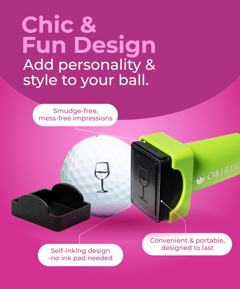 Obirdie Self-Inking Golf Ball Stamp | Chic & Fun Golf Ball Stamper | Fast-Drying, Waterproof Golf Ball Marker Stamp | Reusable Golf Accessories for Women | Golfer Gifts | Golf Gadgets (Heart)