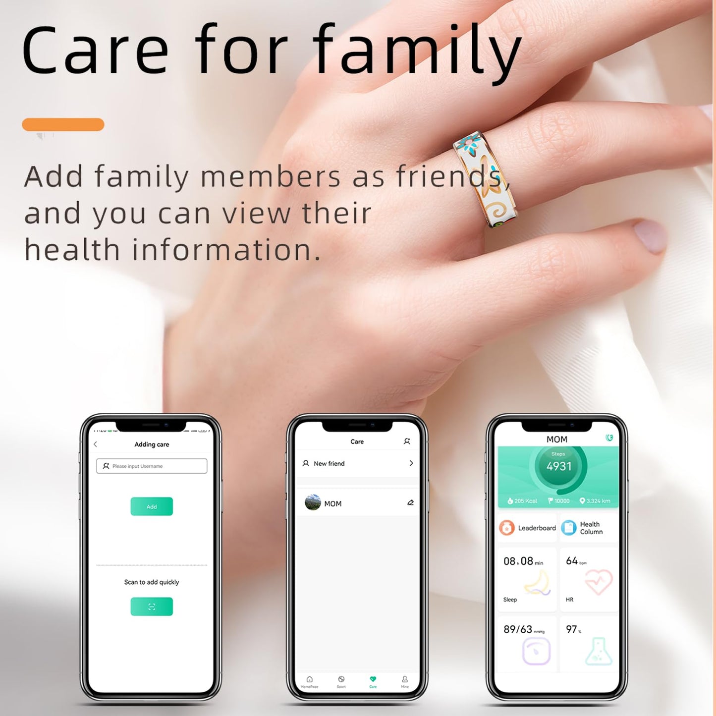 Yihou Smart Ring for Women Health Ring Fitness Ring with Enamel Fitness Tracker with Heart Rate Monitoring Sleep Monitor Distance Pedometer Calorie No Subscription Fee for Android iOS 8#