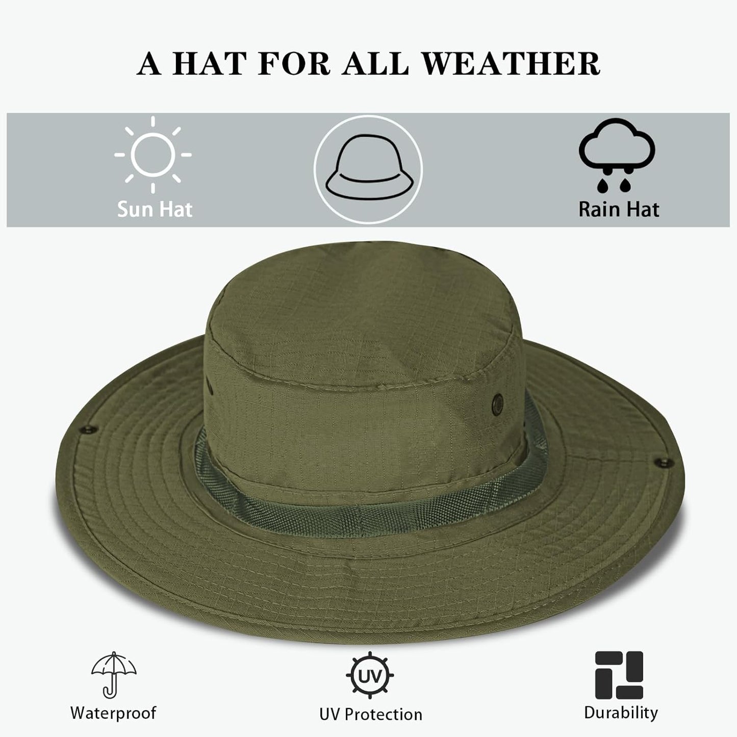 Sun Hats for Men & Women - UPF 50+ UV Protection Bucket Hat for Safari, Fishing, Hiking & Beach
