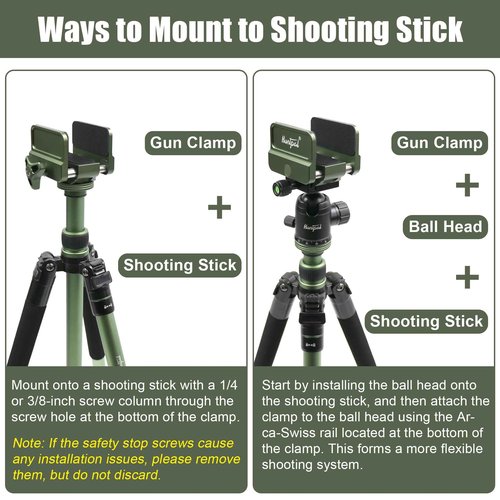 HUNTPAL Arca Swiss Saddle Gun Clamp Rifle Tripod Shooting Rest Mount for Hunting Shooting Stick, Quick Release Accuracy Ball Head & Adapter for Hand-Free Precision Shooting