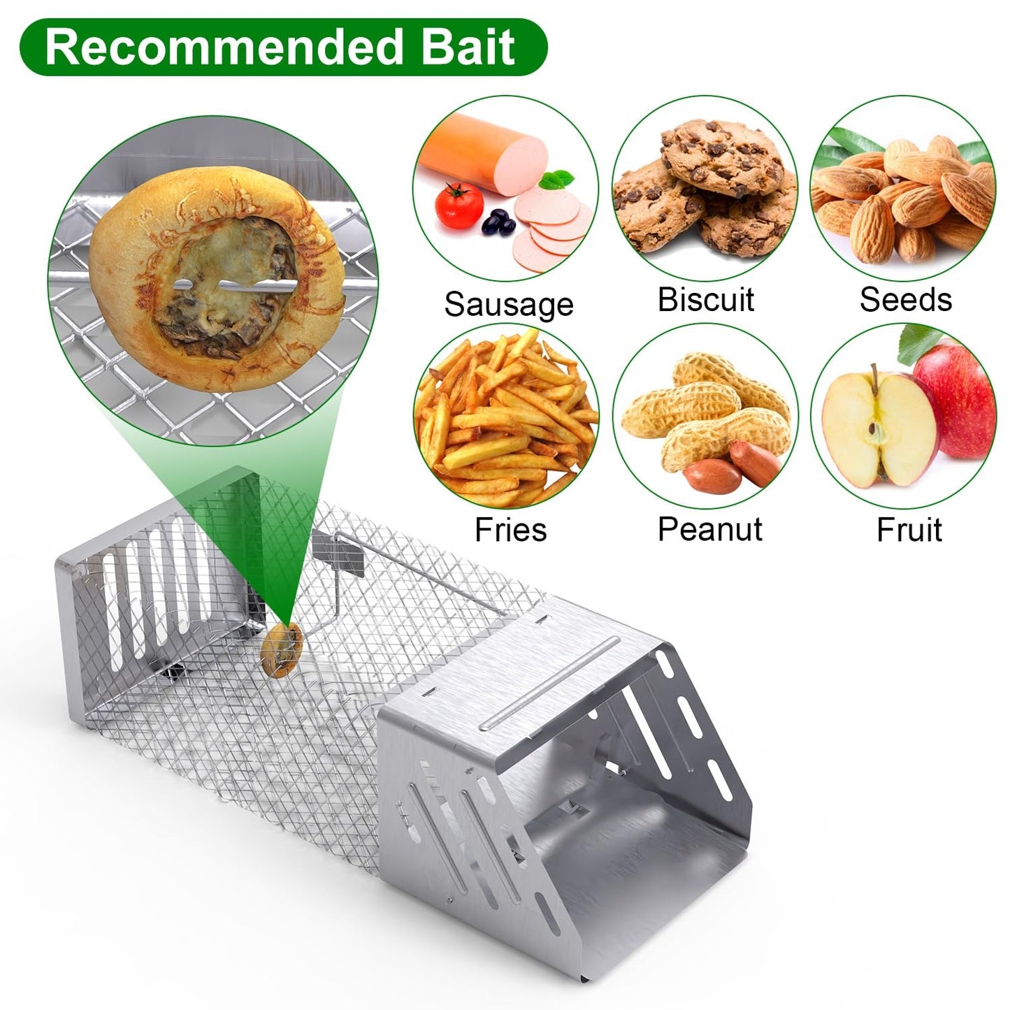 Humane Live Animal Cage Trap, Automatic Continuous Live Animal Cage Trap that Work for Indoor/Outdoor,Easy to Catch & Releasefor Mice,Voles,Small Rodents,Reusable Live Trap Cage,Galvanized Iron