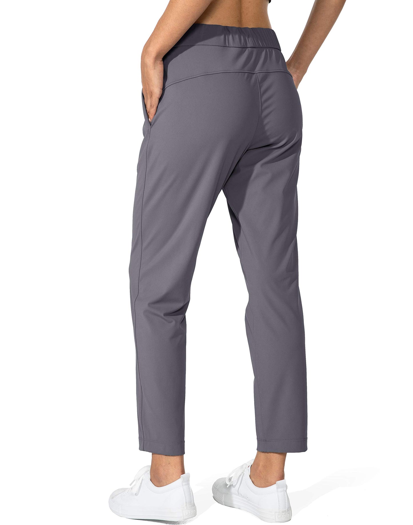 G Gradual Women's Pants with Deep Pockets 7/8 Stretch Sweatpants for Women Athletic, Golf, Lounge, Work (Grey, Small)