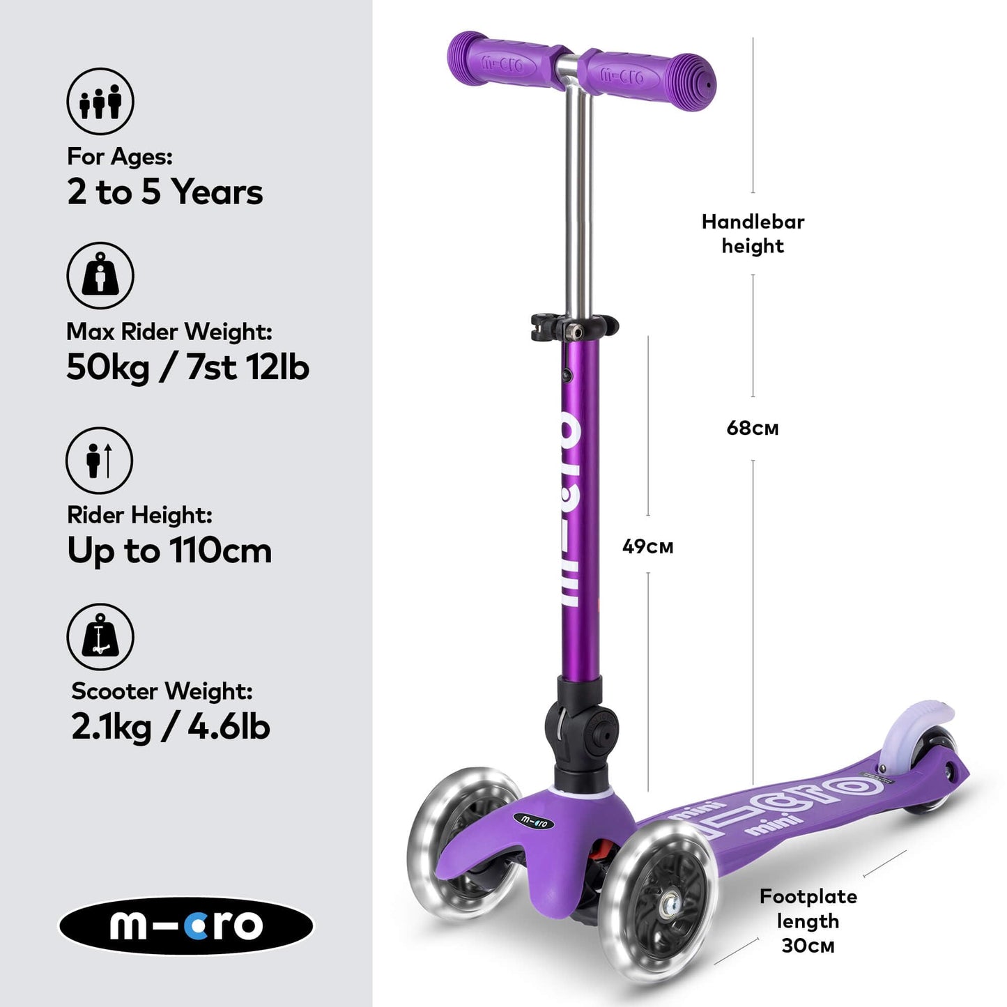 Foldable LED Mini Micro Bundle by Micro Scooters