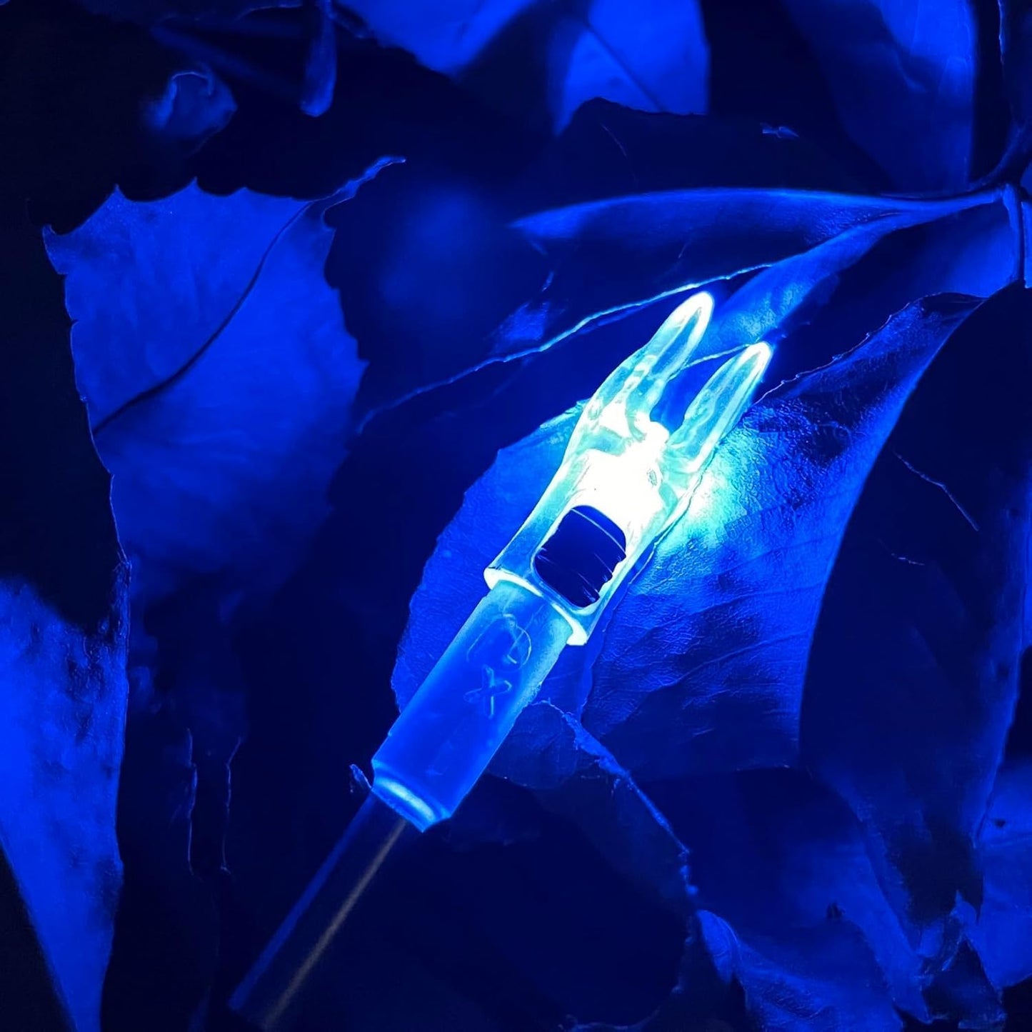 DEEPOWER 6 Pack X Lighted Archery Nocks for Arrows .204 Inside Diameter Lighted Arrow Nocks for 5.2mm Arrows Shafts with ON/Off Switch (Blue)