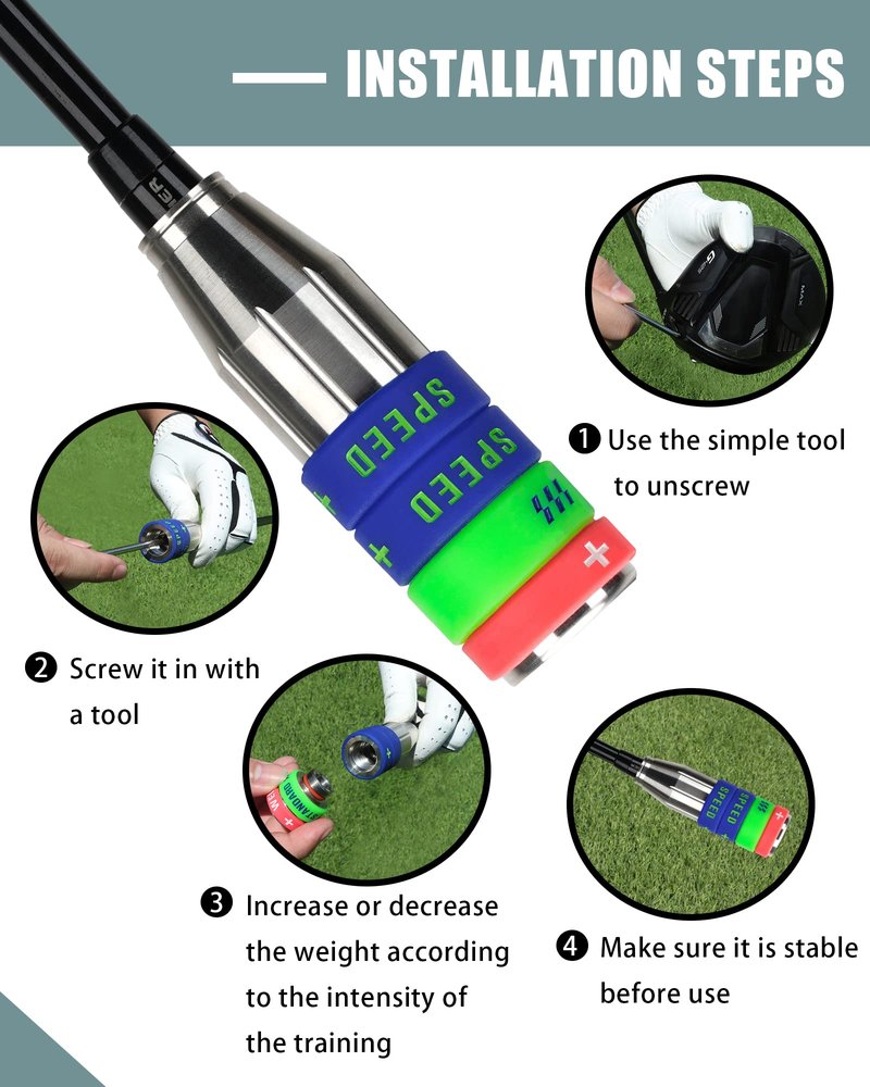 Big Crazy Golf Swing Speed Trainer Adjustable, Golf Training Equipment Three Weight Configuration Options, Golf Tempo Training Aids Connect Your Golf Clubs for Taylormade