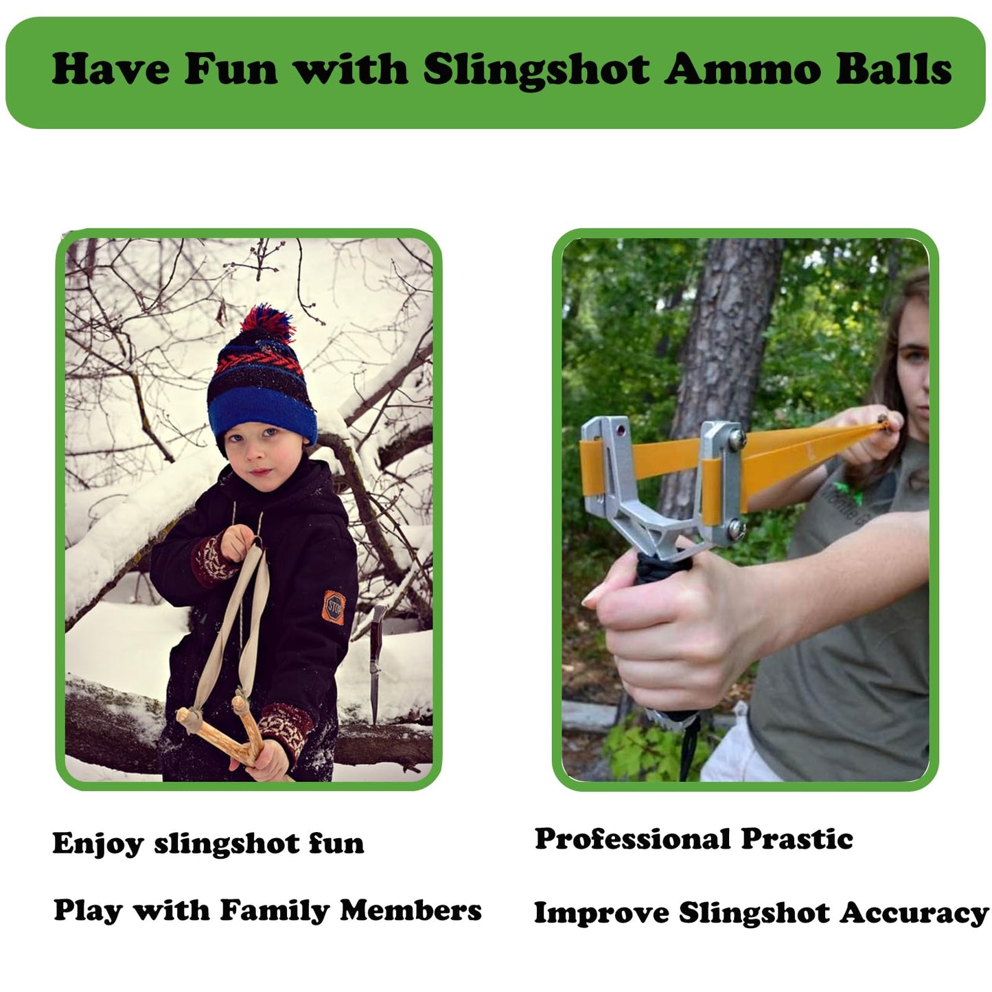 Timbocca Slingshot Ammo 3/8 Inch, 2400pcs Biodegradable Clay Sling Shot Ammo Ball, Come with Ammo Pouch or Wooden Slingshot (Black Ammo & Slingshot)