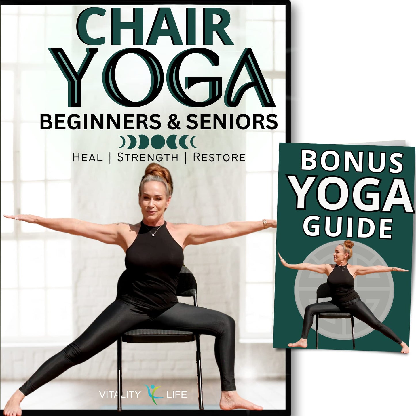 CHAIR YOGA FOR SENIORS DVD + Poster + Bonus Yoga DVD. Strength- Energize- Healing Relieve Stress. Chair yoga DVD for beginners. Yoga chair exercises for seniors DVD. Chair yoga for seniors over 60 DVD
