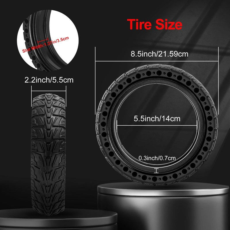 BANGTING 2PCS Upgrade 50/75-6.1 Electric Scooter Solid Tires, 8.5x2.0 Tires Tubeless for Gotrax GXL V2/XR/APEX, 8 1/2 x2 Tire Replacement for Hiboy S2, Xiaomi 3 Lite/3/Pro 2/1s/M365 (Black (No tools))