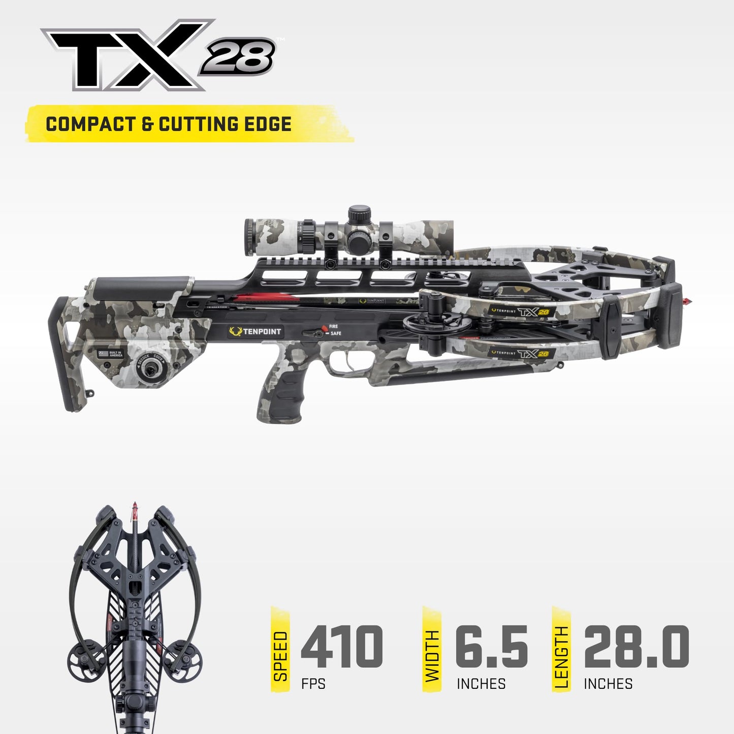 TX 28 Crossbow, Vektra - 410 FPS - Equipped with 100-Yard RangeMaster Scope, ACUslide MAXX Cocking & De-Cocking System + TriggerTech Trigger