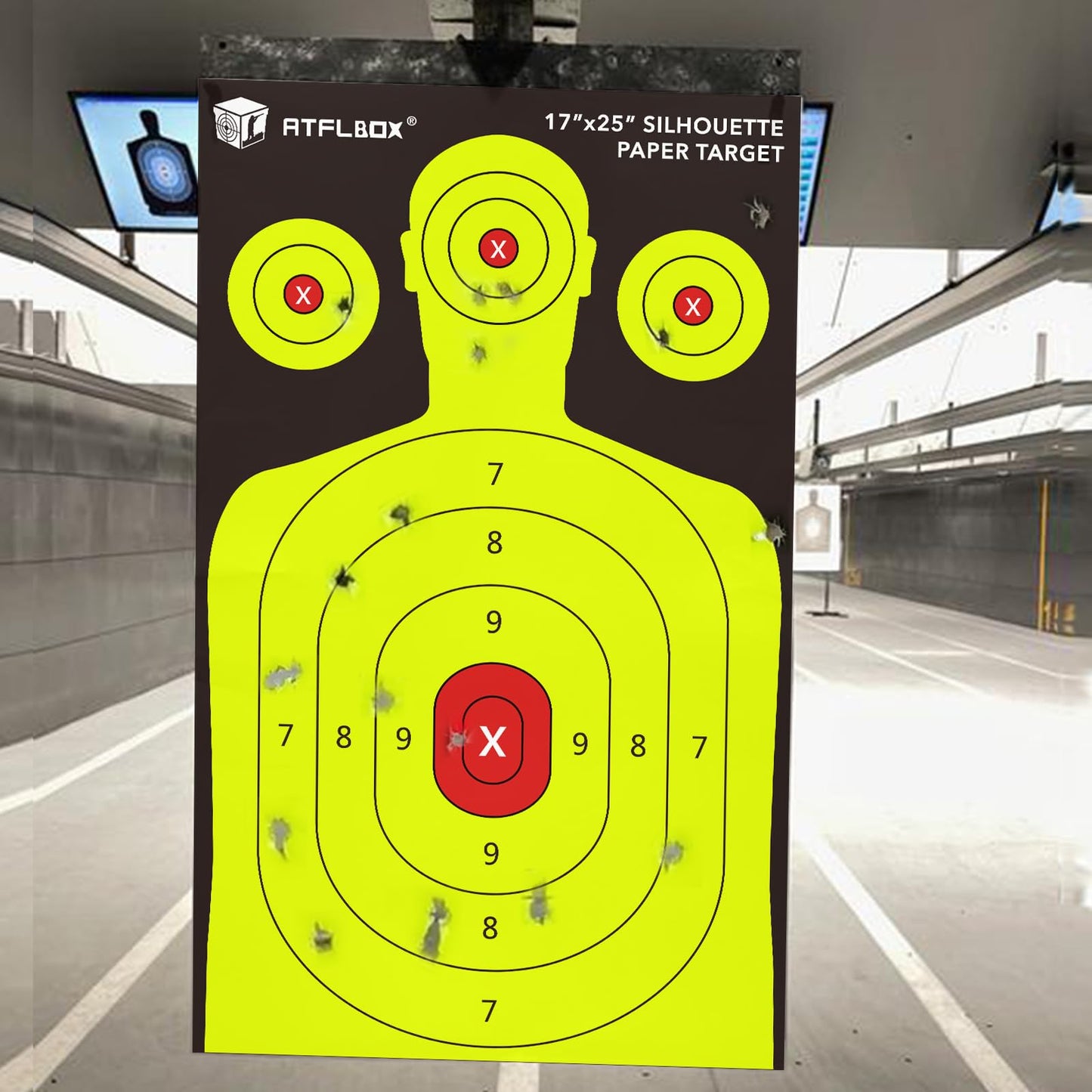 Atflbox Silhouette Paper Target for The Range, 17X25 Inch High Visibility Target Paper for Indoor and Outdoor Shooting Practice, Suitable for Handgun, Pistol, Rifle, Airgun, Pellet BB Gun (100 Pack)