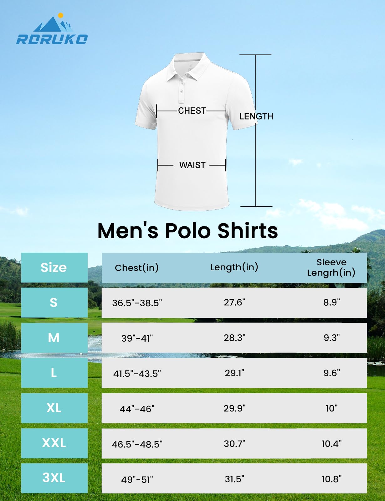 Rdruko Men's Golf Polo Shirt Short Sleeve Quick Dry Performance Tactical Shirts Pique Jersey Shirt (White, US L)