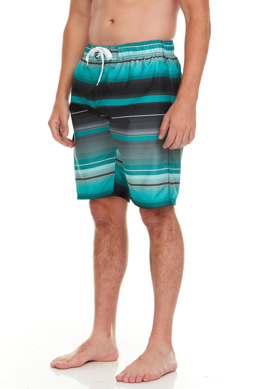 Kanu Surf Men's Barracuda Swim Trunks (Regular & Extended Sizes), Horizon Black/Green, Small