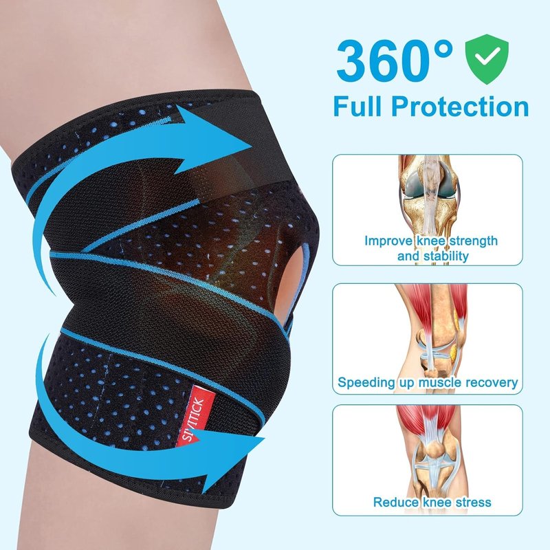 SIVITICK Knee Brace Support for Women & Men Plus Size with Side Stabilizers & Patella Gel Pad for Knee Pain Relief, Arthritis, Meniscus Tear, Injury Recovery, Running