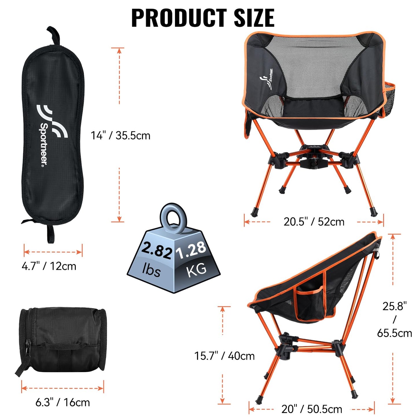 Sportneer Camping Chair, Foldable Chairs for Outside Lightweight Folding Beach Chairs Compact Outdoor Portable Chair for Camping Hiking Lawn Picnic Fishing Travel