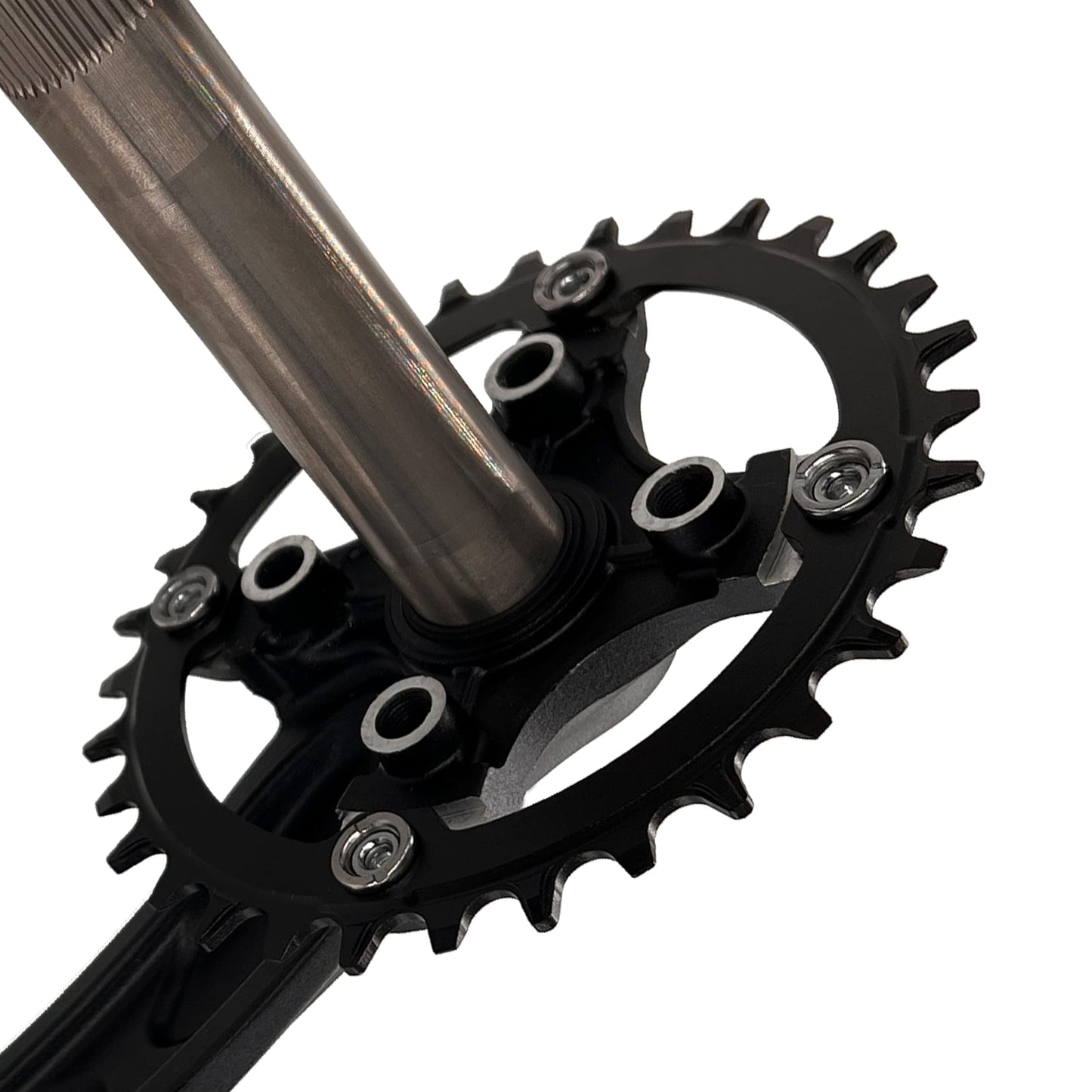 DECKAS 170mm Crankset, 104BCD 32T 34T 36T 38T Round Single Speed Narrow Wide Tooth Chainring and Crank Arm Set for MTB BMX Road Bicycle (Black 34T)