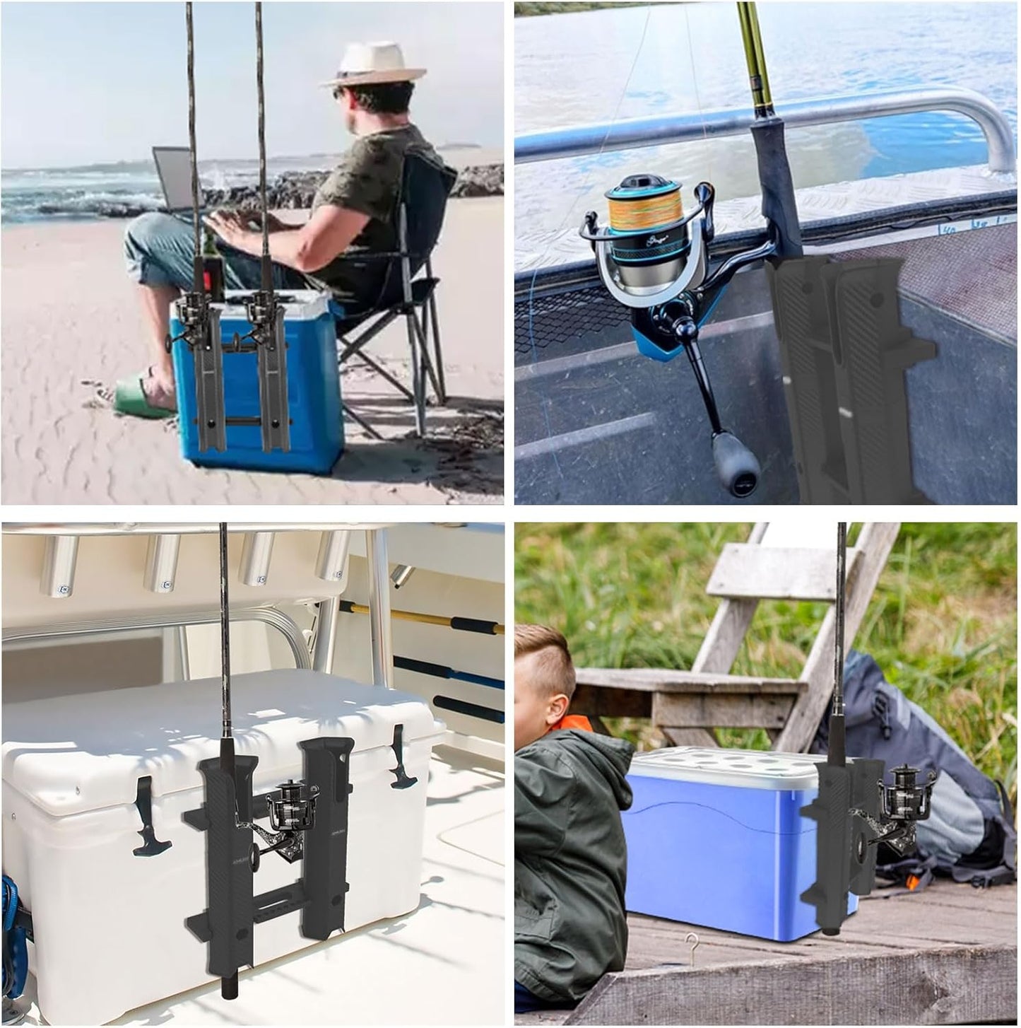 Fishing Rod Holder Rack - Portable Rod Holder with 6-Inch Ball Bungee Cords | Ideal for Boats, Yachts, Kayaks, and More