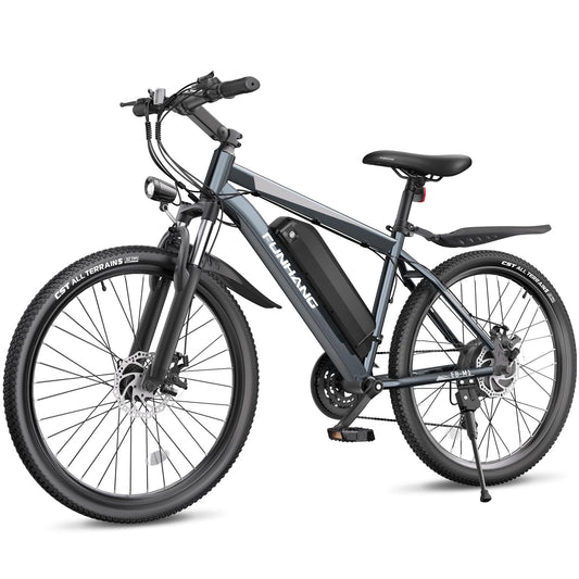 Funhang Electric Bike for Adults, 26'' 750W Peak Ebike, Up to 50 Miles 21.7MPH Electric Mountain Bike with 48V 374.4WH Removable Battery, Adjustable Stem, Fenders, Lockable Suspension Fork, 21-Speed