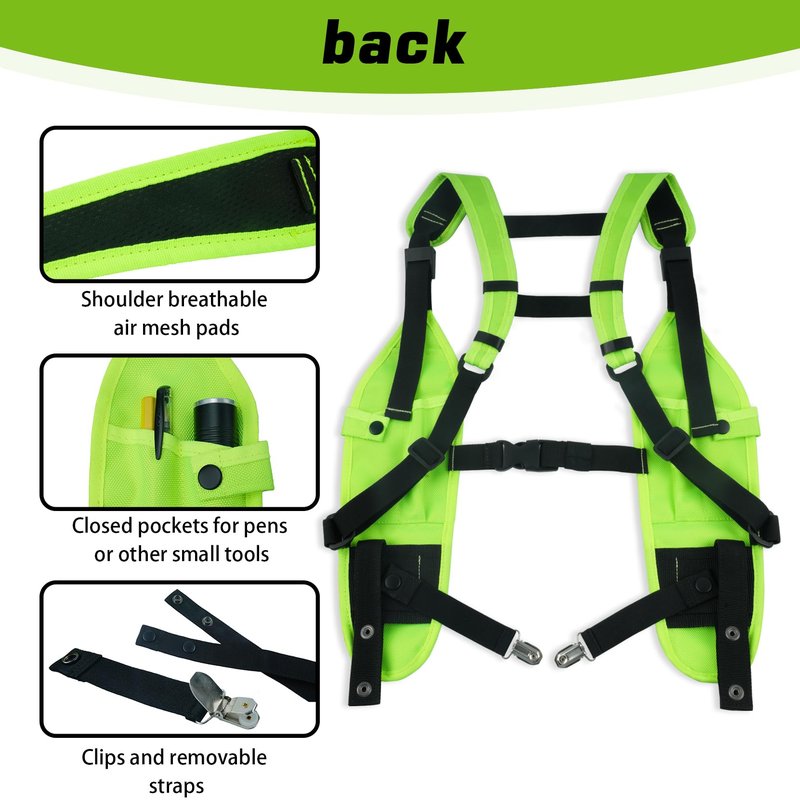 KUNN Radio Harness with Chest Buckle, Double Shoulder Holder for Walkie Talkie, Universal Holster for Police, Lime