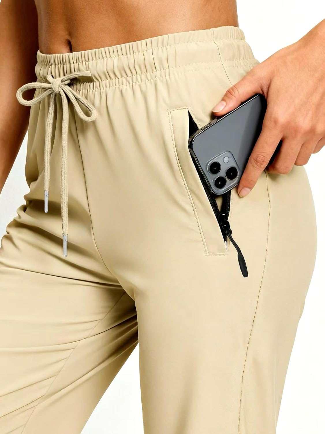 Women's Lightweight Stretchy Hiking Pants - Quick-Drying Joggers with Zippered Pockets for Running
