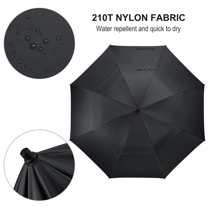 G4Free 80 Inch Huge Large Oversize Golf Umbrella Double Canopy Vented Windproof Stick Umbrellas, 6.6 Ft Heavy Duty Outdoor Doorman Umbrella Family Umbrella(Black)
