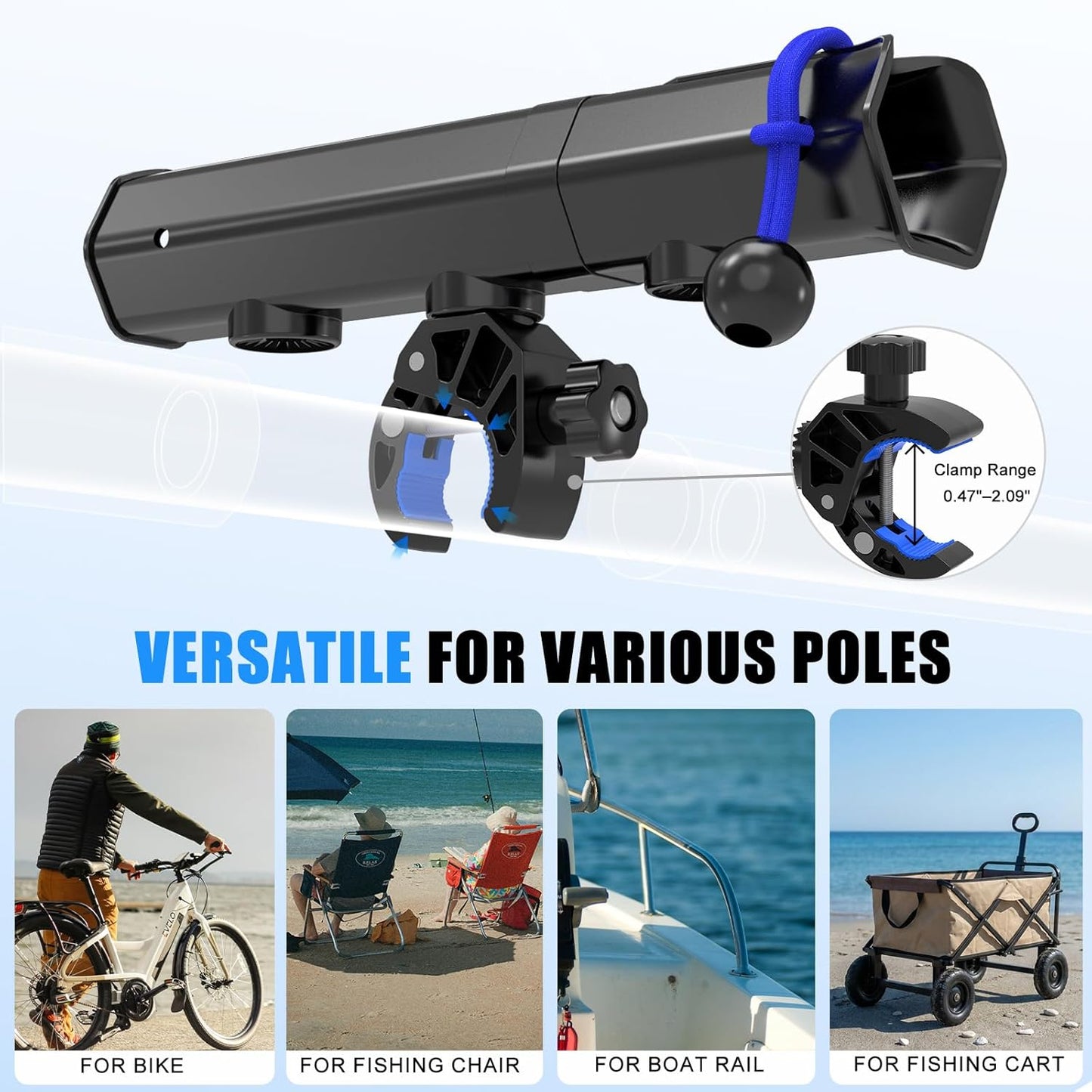 Fishing Rod Holder for Bike - Easy On & Off Design for Bicycle, Ebike, Scooter, Moped, Golf Cart | Durable & Secure Transport Solution
