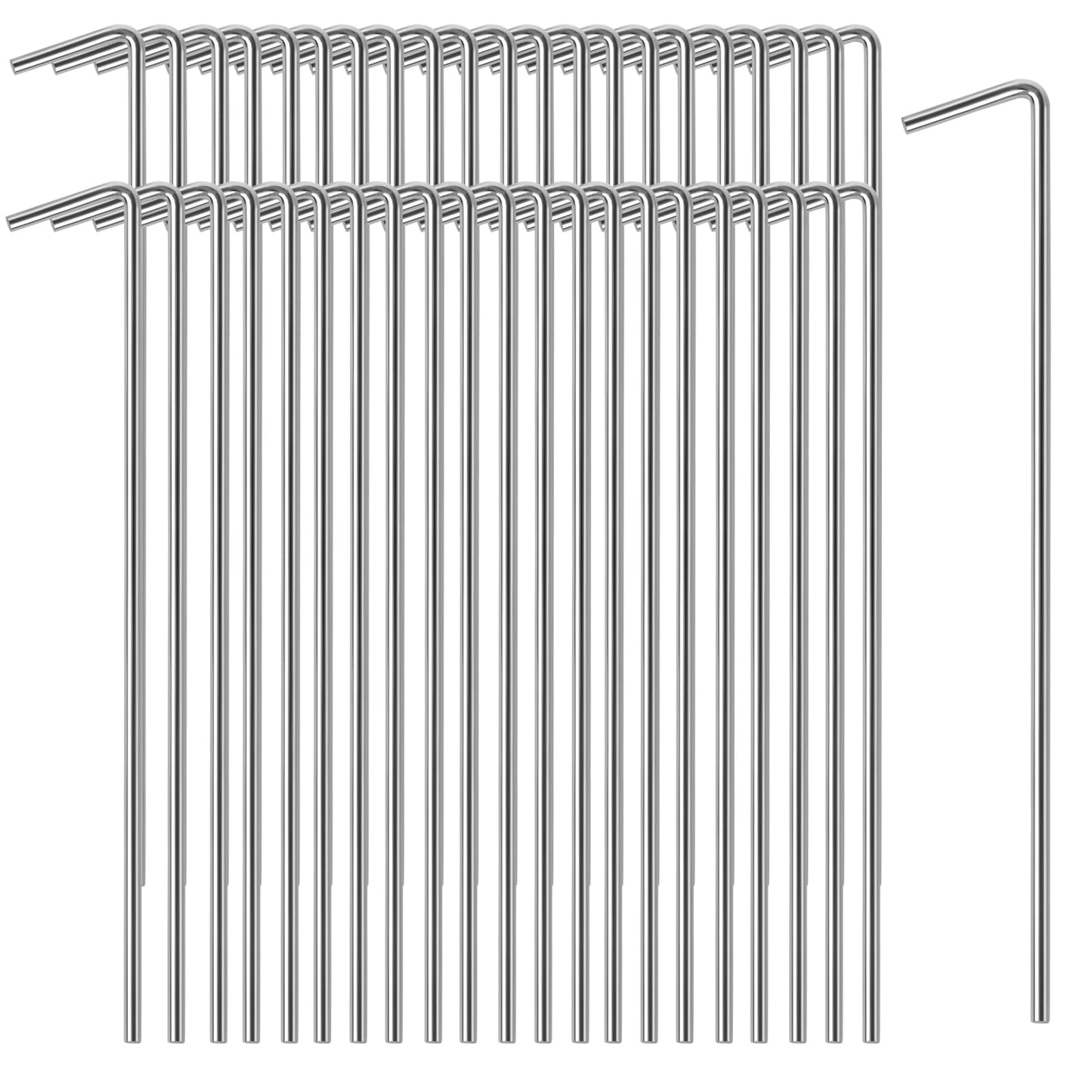 Oligei 45 Pack Tent Stakes, Stakes for Outdoor Decorations, Tent Stakes Heavy Duty, Metal Stakes, Tent Garden Stakes for Gardening & Canopies, Outdoor Christmas Decorations