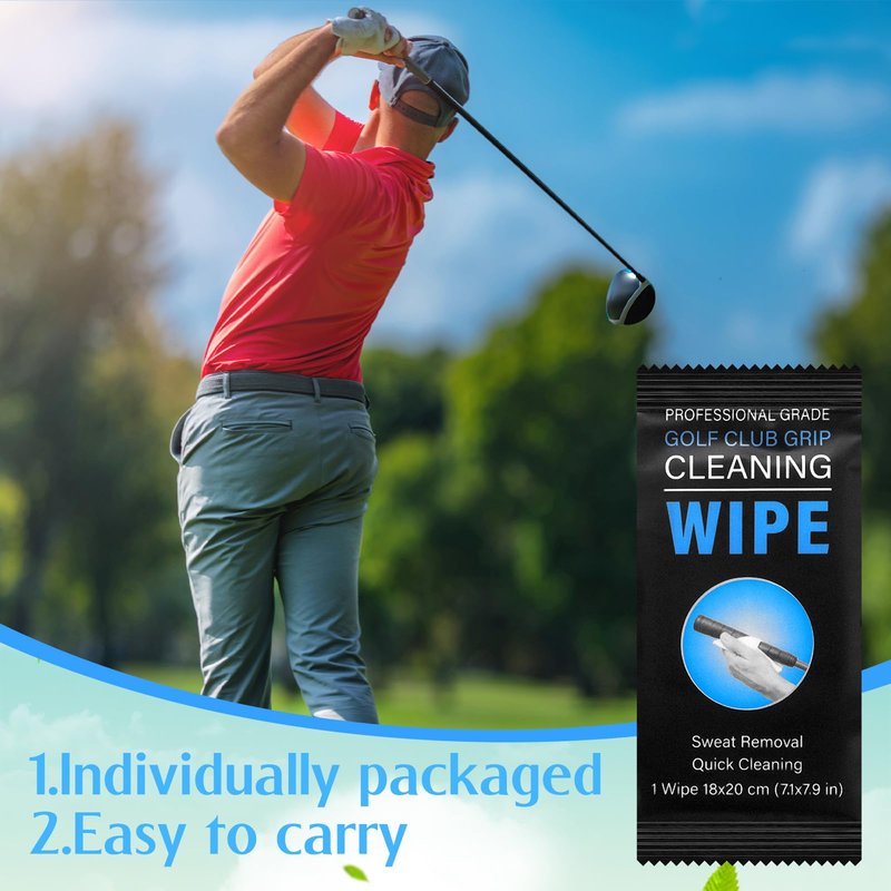 Hahafelt 50 Pack Golf Grip Wipes, Golf Club Cleaner Grip Accessories Removes Grime, Dirt, and Sweat, Restore Tackiness of Club Grips