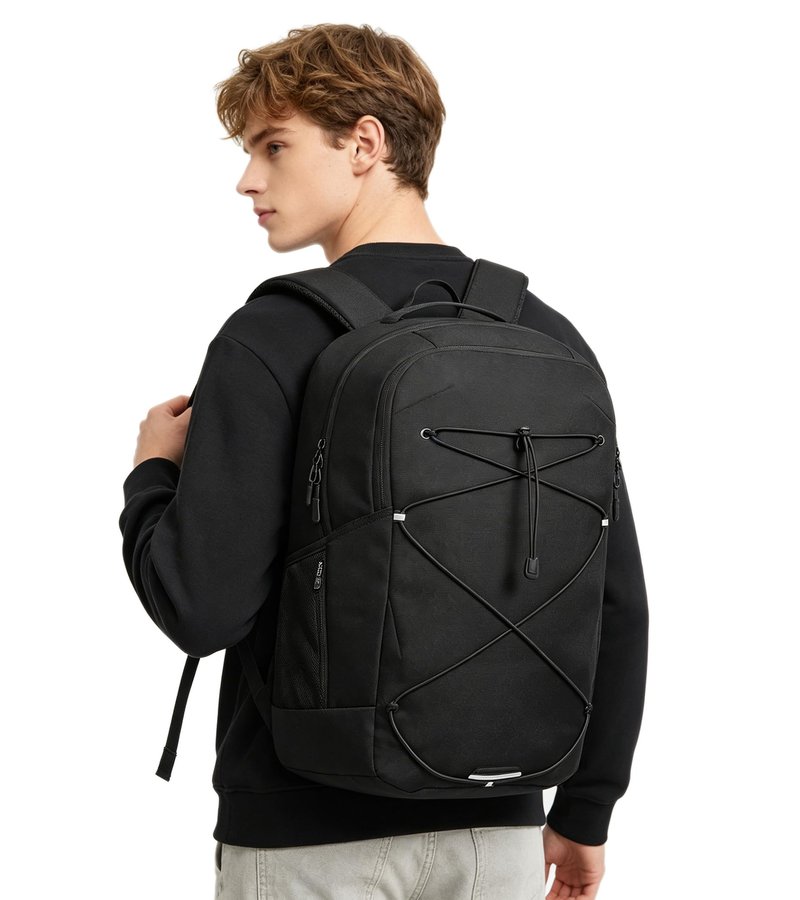 KEOFID Casual Backpack for Men and Women, Hiking Backpack for Travel, Black Daypacks for Sports, College, Water Resistant(Black)