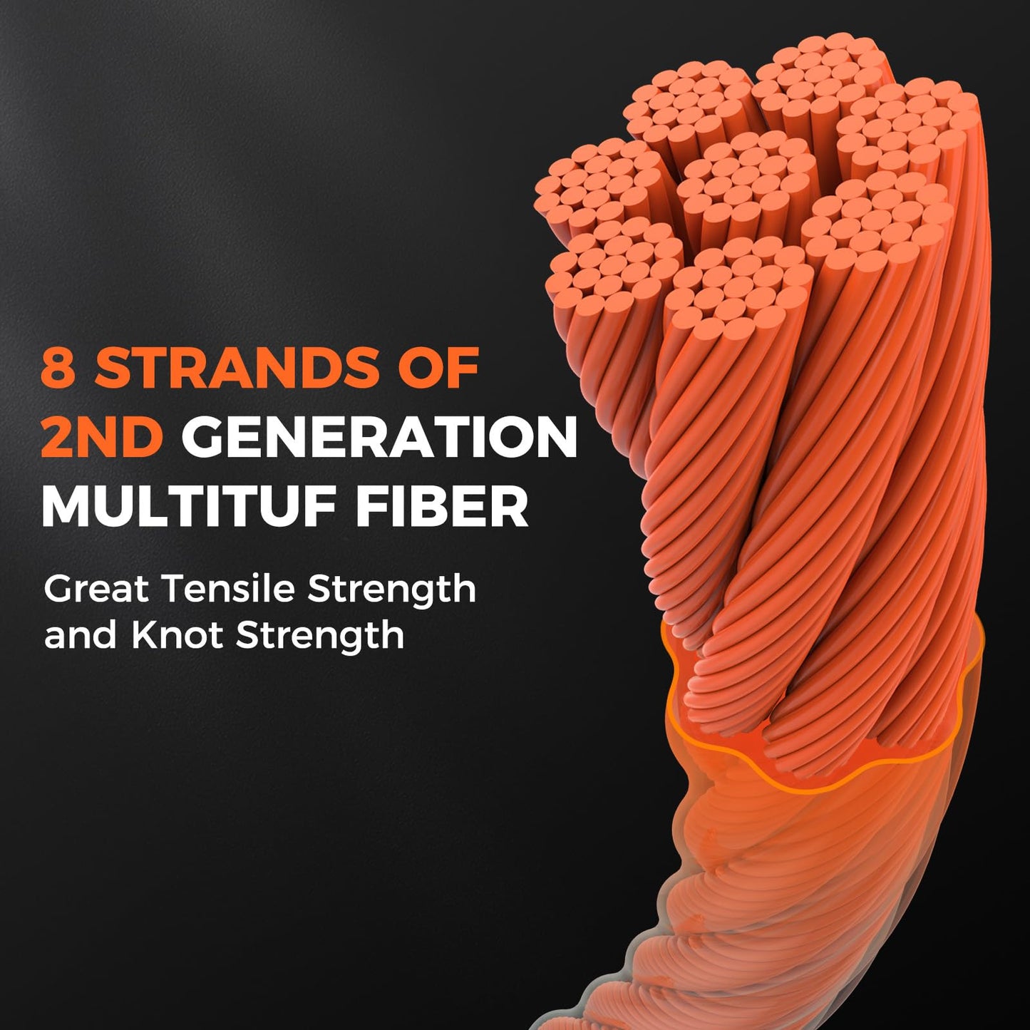 KastKing Destron Braided Fishing Line, Orange, 8 Stands, 10LB, 150Yds