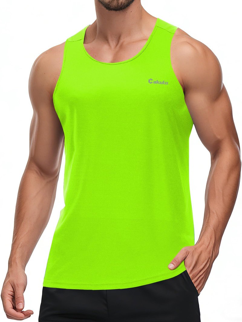 Cakulo Mens Tank Tops Big and Tall Swim Shirts Running Quick Dry Workout Sleeveless Summer Pack Grey/Neon Orange/Green 2XL
