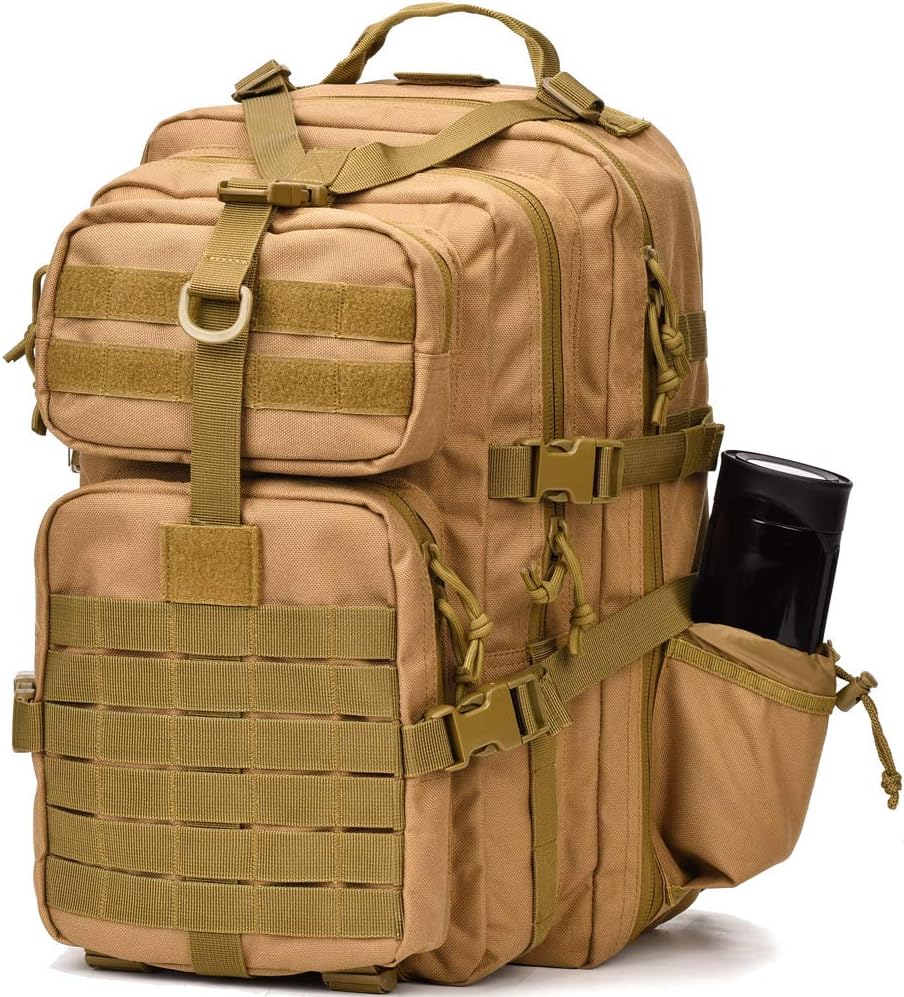 Tactical Military Backpack - Small 3-Day Assault Pack | Molle Design, Brown Color