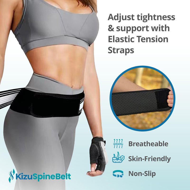 FREEZE2TRIM Kizu Relief Belt Sciatica Pain Relief Devices Lower Back Brace & SI Joint Support – Adjustable Back Support for Sciatic Pain Men & Women, Hip Compression Wrap (Regular Plus) (Hip Size 30-47")