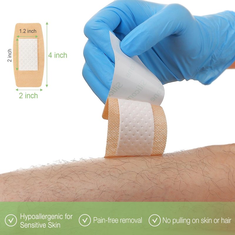 NeuHeils Silicone Bandages for Sensitive Skin, Large 2x4 Inch (40 Count) | Hypoallergenic & Waterproof Wound Care | Pain-Free Removal, Non-Stick Pad, Gentle for Fragile Skin